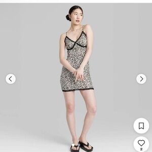 Wild Fable Brown and Black Mini Dress with Lace Trim